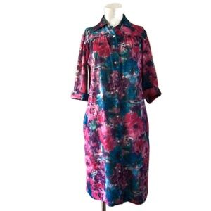 Vintage Hedy Lin Casuals Floral House Dress Housecoat Kaftan Medium